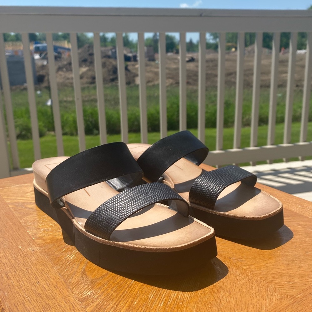 Dolce Vita Black & Croc Platform Sandals